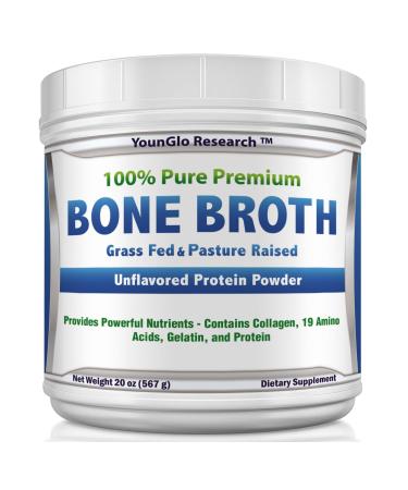 Bone Broth Protein Powder from Grass Fed Beef - 20oz - High in Collagen and Gelatin - Paleo and Keto Friendly - (1 Pack Unflavored) Unflavored 1.25 Pound (Pack of 1)
