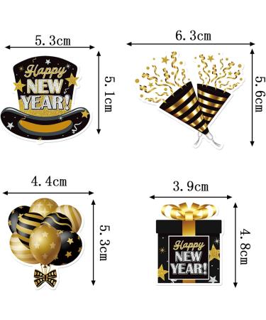 Happy New Year Cupcake Toppers Gold and Black Cupcake Toppers Picks for New Years Eve Party Dessert Decoration Supplies 32 Pieces - Buy Online on GoSupps.com
