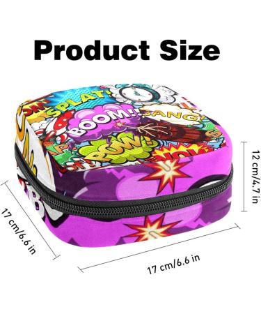 Portable Menstrual Cup & Sanitary Napkin Storage Bag - Rocket Alarm Comic Bubbles Design | Ideal for Teen Girls & Women - Buy Online on GoSupps.com