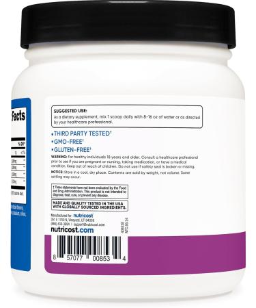 Nutricost BCAA Powder (Grape) - 60 Servings 2:1:1 Ratio Vegetarian Non-GMO & Gluten Free | International Shipping Available - Buy Online on GoSupps.com