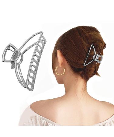 2Pcs Large Metal Claw Hair Clips for Thick Hair - Silver+Black Hair Barrette Jaw Clamp for Styling Half Bun - Non-slip Hair Accessories for Women and Girls - Buy Online on GoSupps.com