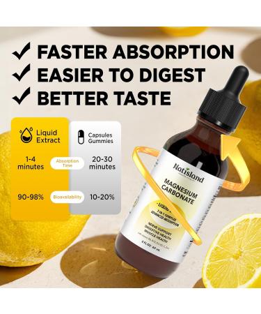 Magnesium Carbonate 500mg Liquid Drops High Absorption Supplement with Vitamin C D3 K2 B6 B12 Zinc for Digestive System Health Nerve & Muscle Function Vegan Non-GMO Lemon Flavor 2 FL OZ - Buy Online on GoSupps.com