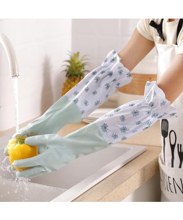 Dishwashing Gloves Women's Kitchen Home Thick Rubber Laundry Waterproof Housework Durable Winter Pile Warm Artifact