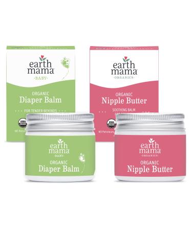 Earth Mama 2-Piece Gift Set, Organic Diaper Balm and Organic Nipple Butter Breastfeeding Cream