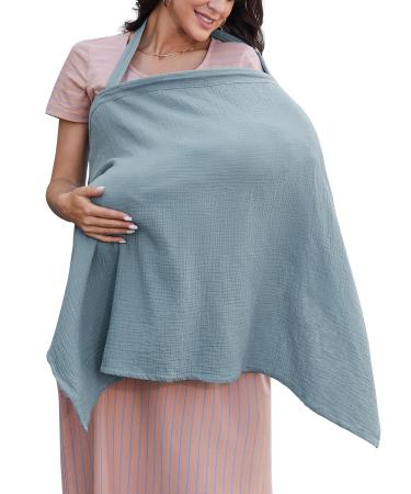 Sosolism Cotton Nursing Hat for Breastfeeding Muslin Privacy Nursing Covers Breathable Nursing Ponchos for Mom Baby Blue - Buy Online on GoSupps.com