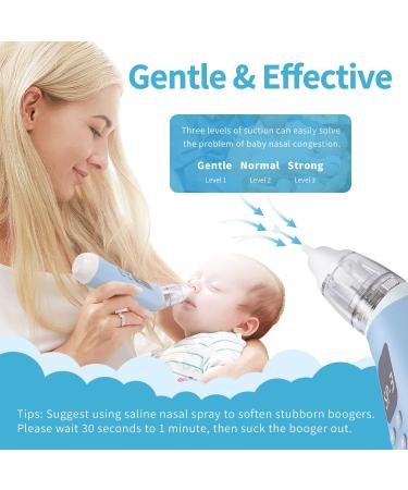 Electric Nasal Aspirator for Baby | Adjustable 3 Levels Suction | Rechargeable Booger Sucker with 8 Light Modes and 3 Nursery Rhymes - Blue/Green - Buy Online on GoSupps.com
