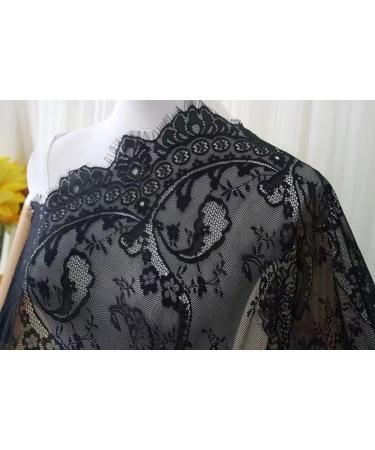 Black Lace Fabric Embroidery by The Yard - 150 x 150 cm | Ribbon Trim for Dress, Curtain, Sewing Craft - Buy Online on GoSupps.com