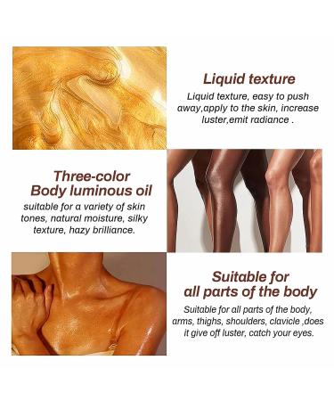 Hydrating Shimmer Body Oil | Rose Gold Liquid Luminizer | Long Lasting Body Highlighter & Glow Makeup for Women | Non-Sticky Glitter 30ML - Buy Online on GoSupps.com