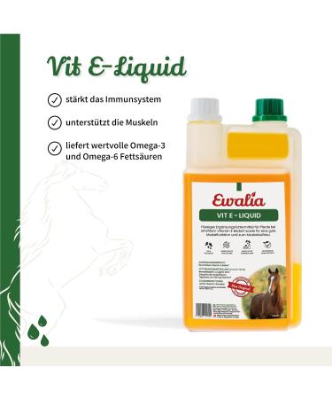 Ewalia Vitamin E Powerful Support for Muscles and Vitality Natural Vitamin E for Your Horse Developed with Vets 100% Natural No Additives 1 Liter - Buy Online on GoSupps.com
