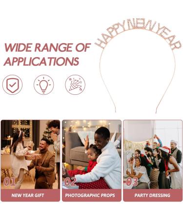 Minkissy Happy New Year Headband 2024 Crystal Rhinestone Tiara for Women Girls - Rose Gold Holiday Party Hair Accessory - Buy Online on GoSupps.com