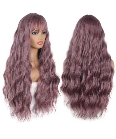 FVCENT 27 Long Curly Light Purple Synthetic Wig with Bangs for Women & Girls - Ship Worldwide - Buy Online on GoSupps.com