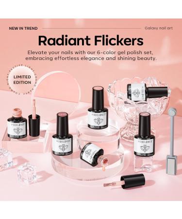Modelones Nude Pink Glitter Gel Nail Polish Kit - 6 Colors | Soak off, Cat Eye Magnetic, DIY Manicure | Salon Quality Neutral Tones for Women - Buy Online on GoSupps.com