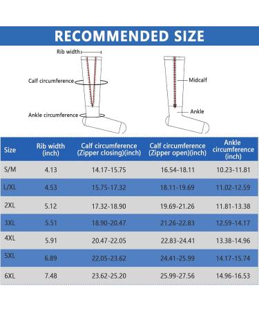 Valcatch Plus Size Zip Compression Stockings 25-30mmHg for Women & Men - Wide Calf Knit - International Shipping Available - Buy Online on GoSupps.com