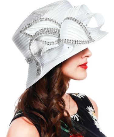 Forbusite Church Kentucky Dress Derby Hat for Women - White Sd707 - Buy Online on GoSupps.com
