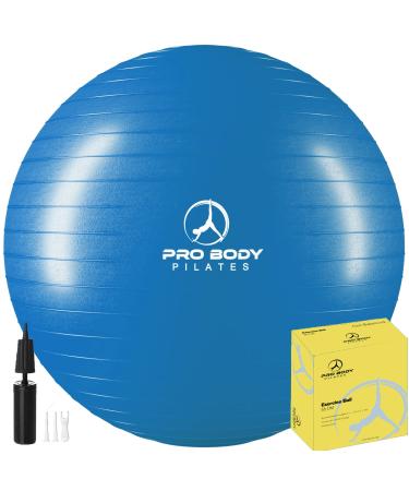 ProBody Pilates Ball Exercise Ball Yoga Ball, Multiple Sizes Stability Ball Chair, Large Gym Grade Birthing Ball for Pregnancy, Fitness, Balance, Workout at Home, Office and Physical Therapy w/Pump Blue 55 cm