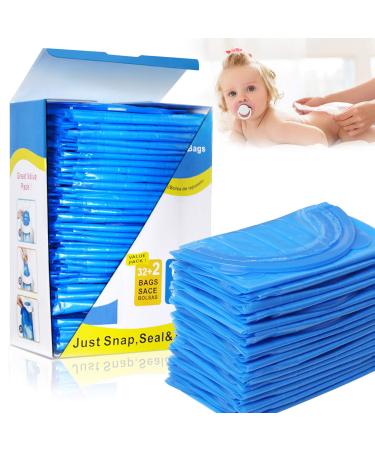 Diaper Pail Refill Bags, Holds 1020 Diapers 34 Bags Fully Compatible with Arm&Hammer Diaper Pail Disposal System, Diaper Pail Snap, Seal and Toss Pail Refill Bags