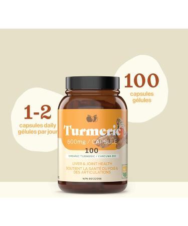 Organic Turmeric Capsules - 600mg Pure Curcumin Root Powder Supplement for Gallbladder & Liver Support - 100 Capsules - Buy Online on GoSupps.com