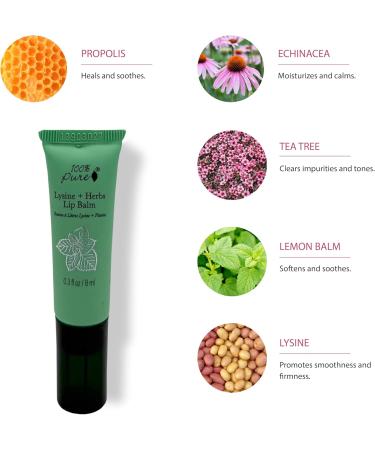 100% PURE Lysine + Herbs Healing Lip Balm Natural Soothing Nourishment for Sore Cracked Chapped or Irritated Lips - Natural Dry Lip Hydration Therapy for Women & Men - Buy Online on GoSupps.com