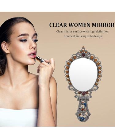 Heallily Vintage Peacock Mirror Comb Set - Metal Handheld Makeup Mirror and Comb Set for Girls - Foldable Retro Design (Silver) - Buy Online on GoSupps.com