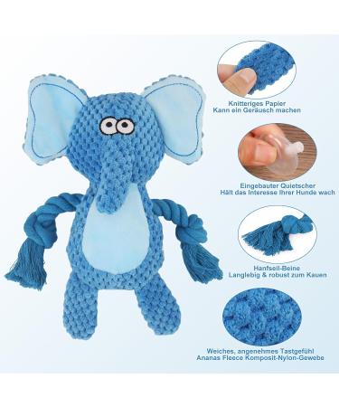Tonyfy Dog Toys - Squeaky Plush Elephant & Interactive Rope Toy for Small & Medium Dogs - Ideal for Playtime & Puppies - Buy Online on GoSupps.com