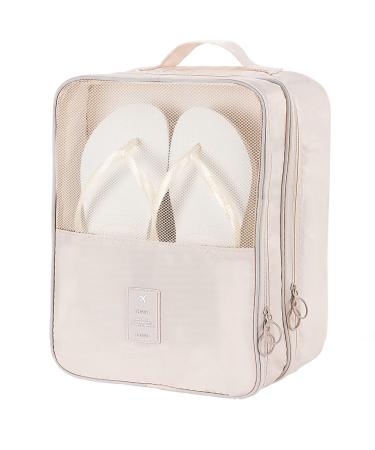 Eneteck Shoe Bags for Travel, Holds 3 Pair of Shoes Travel Bag for Packing, Travel Essentials for Flying Carry on Luggage Travel Accessories Beige