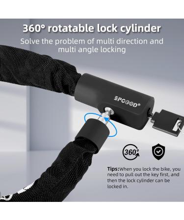 SPGOOD Bike Lock with 3 Keys - High-Safety Anti-Theft 90cm Chain Lock for Bicycle E-Scooter E-Bike MTB Motorcycle & Cargo Bike - Waterproof & Durable - Buy Online on GoSupps.com