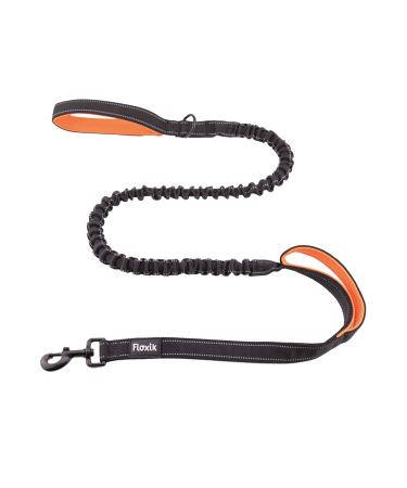 Floxic dog leash elastic 150 cm |Premium Bungeeleine including a short -term leader in different sizes (1 m / 1.20 m / 1.50 m) |Black/orange & reflective - Buy Online on GoSupps.com