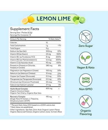 Feel Goods Hydration Hero Electrolytes Powder - Sugar Free Organic Coconut Water Keto & Vegan - 15 Count Lemon Lime Packets for On-the-Go Hydration - Buy Online on GoSupps.com