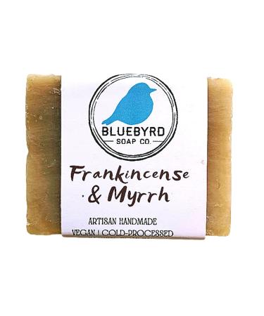Bluebyrd Soap Co. Frankincense & Myrrh Soap Bars 5oz | 100% All Natural Soap - Scented with Pure Essential Oils | Vegan Moisturizing Coconut Oil Soap Bars For Body  Face  & Bath (Frankincense)