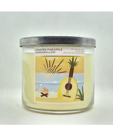 Bath Body Works White Barn 3-Wick Candle w/Essential Oils - 14.5 oz - 2022 Summer Scents! (Toasted Pineapple Marshmallow)