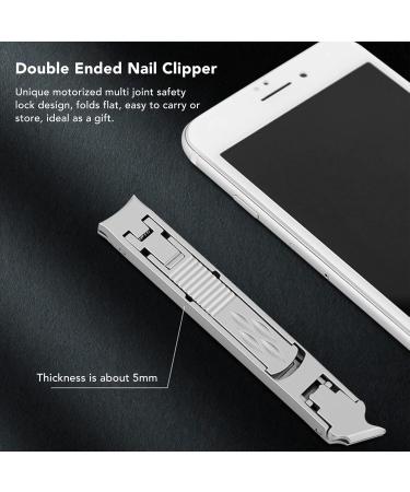 Natudeco Nail Clippers Pedicure Manicure Tool Ultra Thin Portable Foldable Stainless Steel Curved Slanted Double Ended Nail Clipper Nail Trimmer Tool - Buy Online on GoSupps.com