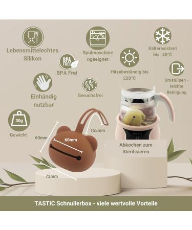 Tastic SchnullerBox Baby - BPA-Free Silicone Pacifier Storage Box in Panda Design - Mustard | On-the-Go Pacifier Case Easy to Clean - Buy Online on GoSupps.com