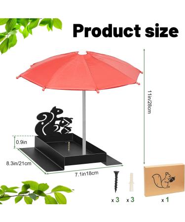 Giyiprpi Squirrel Feeder Metal Squirrel Feeder for Outdoor Use with Umbrella and Corn Stand Outdoor Hanging Squirrel Chipmunk Feeding Station (Black) - Buy Online on GoSupps.com