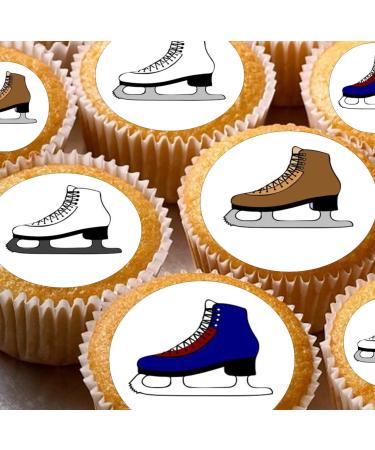 24 edible PRE CUT Ice Skating bookts style kids childrens party decorations Wafer Paper Cupcake Fairy Cake Toppers