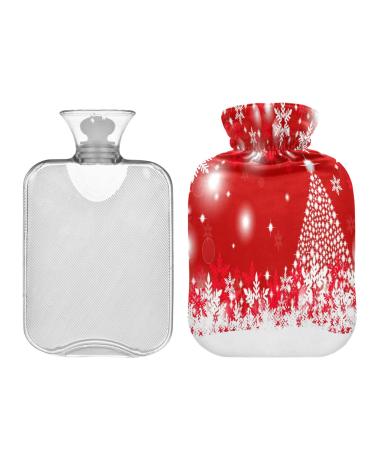 KCLDECI hot bottle with cover red Christmas bottles 2 l hot water bag for foot warmer pain relief heat and cold therapy cramps