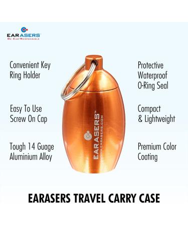 EARasers Keychain Carrying Case - Waterproof Aluminium Earplugs & Pills Holder - Orange Stash Can for Travel - Buy Online on GoSupps.com