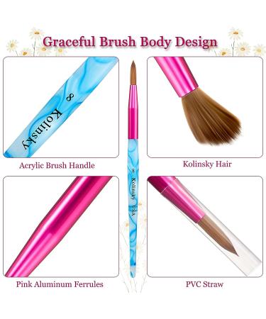 5 Pieces Kolinsky Acrylic Nail Brush Set - Size 6 8 10 12 14 - Pink, Blue, and White - Manicure Tool for Acrylic Application and Nail Art - Buy Online on GoSupps.com