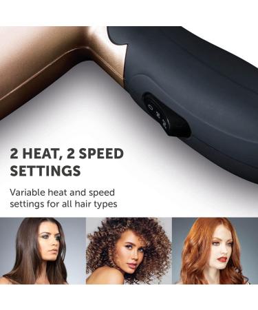 Carmen C80020 Noir Travel Hair Dryer - 1200W Black/Rose Gold with Concentrator Nozzle & Travel Bag - Buy Online on GoSupps.com