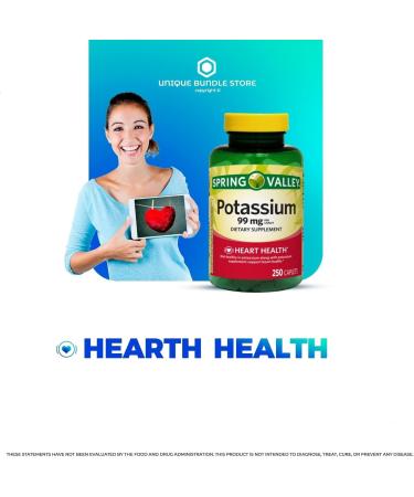Potassium 99mg 250 Caplets Daily Vegetarian Supplement with Potassium Gluconate Gluten & Sugar Free Mineral No Sugar or Artificial Flavors (Pack of 2) 250 Count (Pack of 2) - Buy Online on GoSupps.com