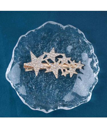 Inilbran Wedding Rhinestone Star Hair Barrette Vintage Crystal Star Hair Barrette Gold Cz Crystal Hair Pin Decorative Paved Cz Star Head Clip - Buy Online on GoSupps.com