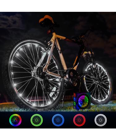 DLY LED Bike Wheel Lights 2Pcs Waterproof Tire Lights Colorful Bicycle Light Decoration Accessories Riding at Night Cool Birthday Gifts Fun for Kids & Adults Super Bright Wheelchair Light White