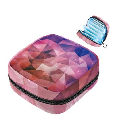 Storage bags for women's bandages pink blue purple polygonal diamond background portable menstrual pads panty liners tampons women's bandages storage holder for women school office multi-colored 02