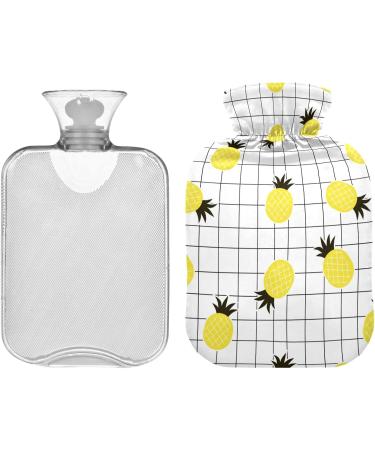 Naanle Checked Pineapple Heat Bottle | 1L Transparent Hot Water Bottle for Bed & Hand Warmth | Pain Relief & Cold Therapy - Buy Online on GoSupps.com