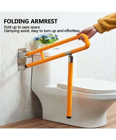 Bathroom Grab Bar Flip Up Toilet Handrail Non Slip Stainless Steel Bathtubs Shower Foldable Safety Support Rail With Leg For Disabled Pregnant Elderly White 29.5Inch White 29.5Inch - Buy Online on GoSupps.com