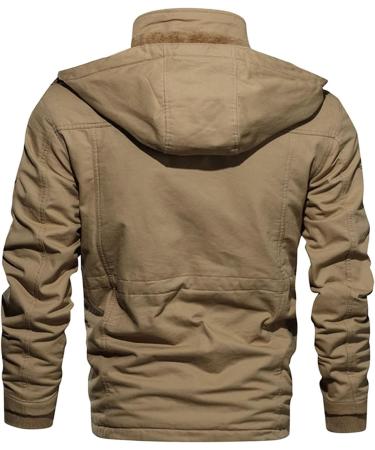 Hanxiulin Men's Oversized Plush Hoodie Jacket - Warm Reversible Winter Coat - Lightweight Khaki Outdoor Jacket XXL - Buy Online on GoSupps.com
