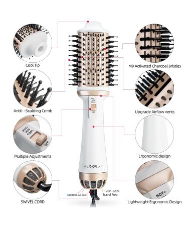 Plavogue One-Step Hair Dryer Brush Styler Volumizer - White Gold - Buy Online on GoSupps.com