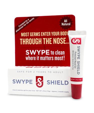 Swype Shield Airborne Particle and Allergen Blocker Nasal Gel - Drug-Free for Pollen Allergy Sufferers for Airplane Travel - (Unscented) Over 180 Applications Per Tube (0.27 oz 7.5g Pack of 1)