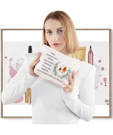 LEVLO Braver Stronger Smarter Zippered Cosmetic Bag for Women & Girls | Stylish Winnie Bag - Shop Internationally - Buy Online on GoSupps.com