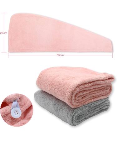 Rayyl Hair Towel Turban - 2 Pack Microfiber Hair Drying Towels with Buttons for Quick Drying Suitable for All Hair Types - Buy Online on GoSupps.com