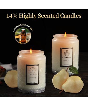 Buy Highly Scented Natural Soy Wax Candles - Long Lasting Aromatic Home Fragrance Gifts for Men & Women - Snow Pear & Cypress Wood - Buy Online on GoSupps.com